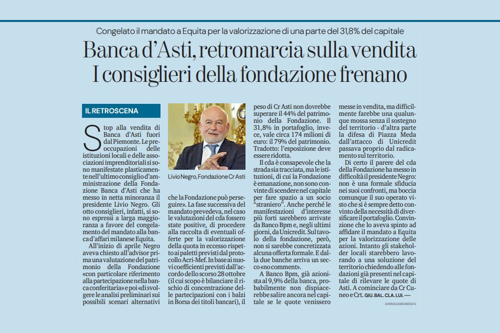Articolo de La Stampa del 20 novembre 2025