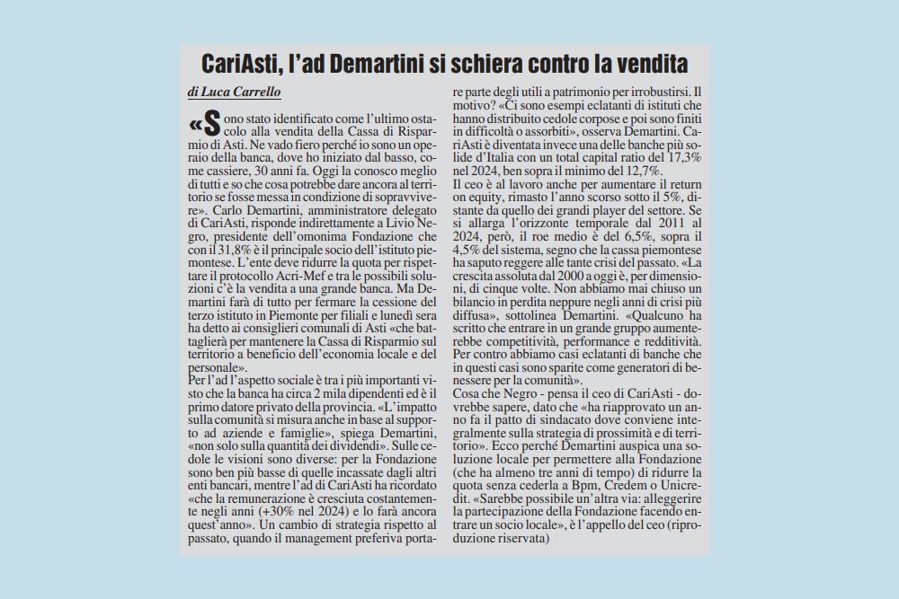 MF 17-12 MF17-12-25-CariAsti, l'AD Demartini si schiera contro la vendita
